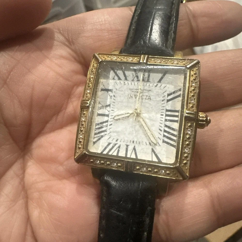Working Invicta Flame Fusion Crystal Ladies Wrist Watch Square 33mm Black Runs‎
